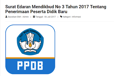 Surat Edaran Mendikbud No 3 Tahun 2017 Tentang Penerimaan Peserta Didik Baru Surat Edaran Mendikbud No 3 Tahun 2017 Tentang Penerimaan Peserta Didik Baru