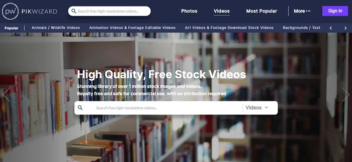 Pikwizard has a library of over one million free stock videos and images