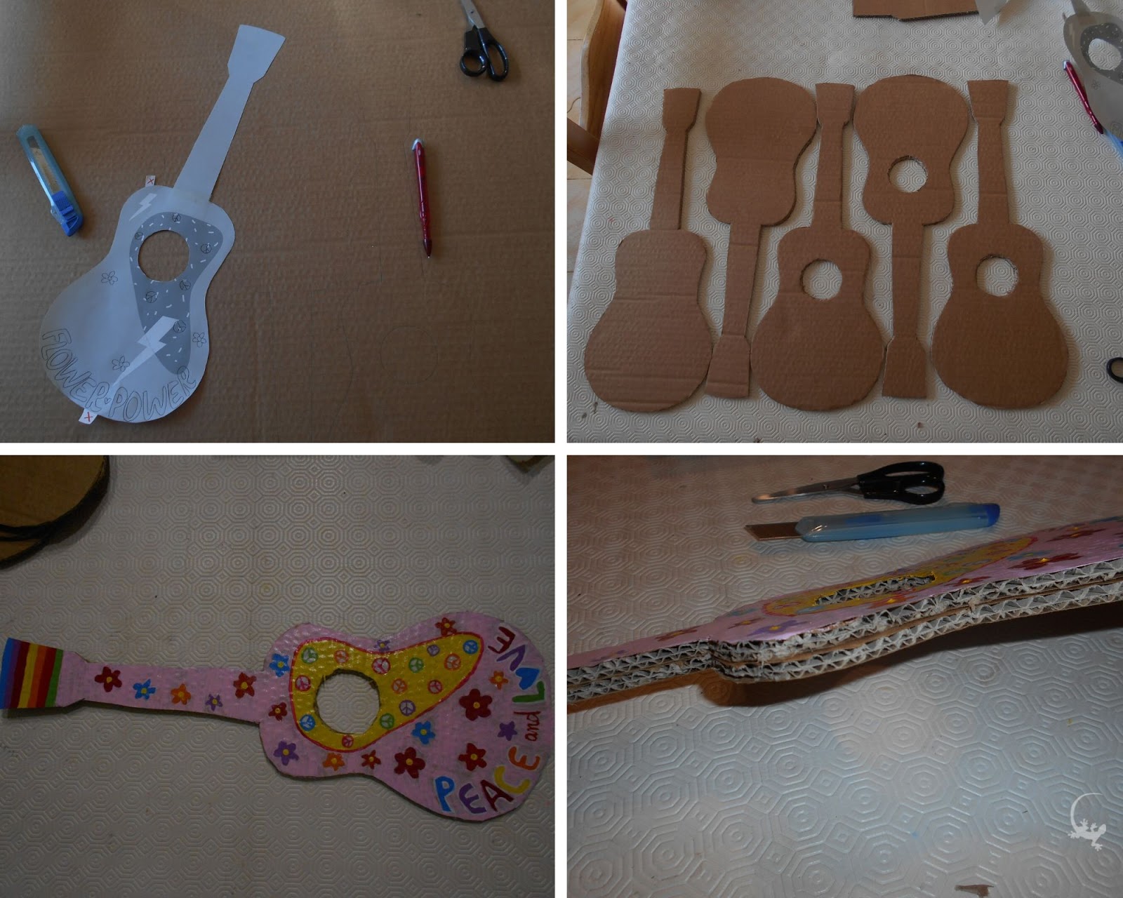 Come fare una chitarra di cartone da figlio dei fiori Cartolelya