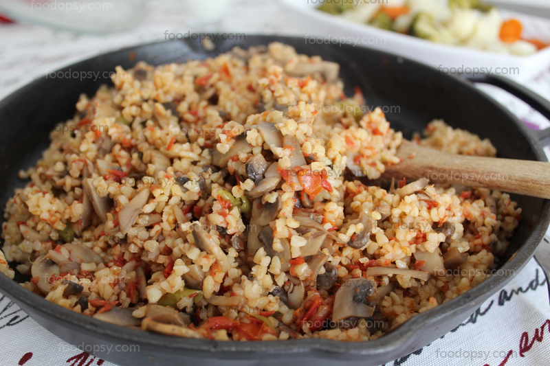 Mushroom Bulgur Pilaf