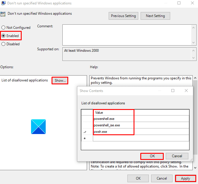 Désactiver PowerShell sur Windows 10