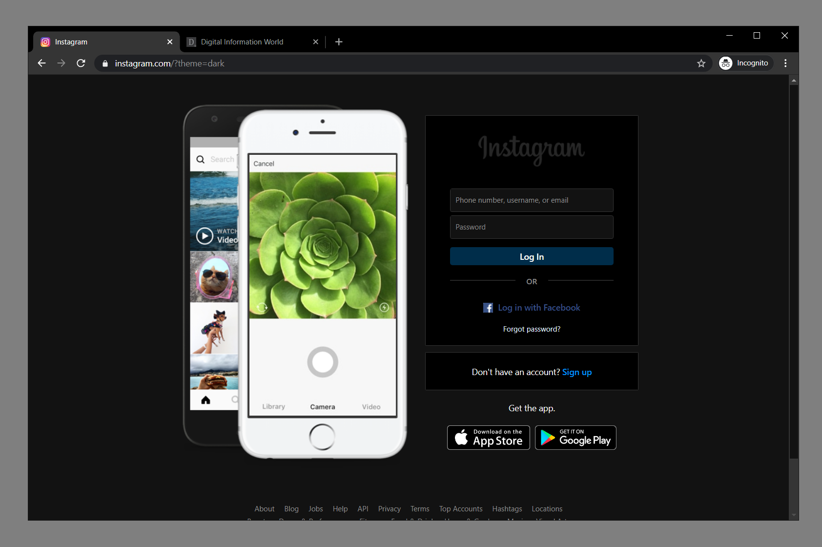 Instagram log in web