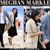 Meghan Markle in beige trench coat and black midi dress at Melbourne beach on October 19