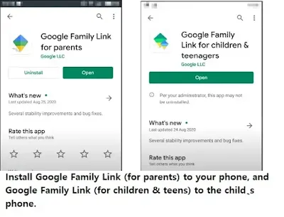 Install Google Family Link (for parents) to your phone, and Google Family Link (for children & teens) to the child’s phone.