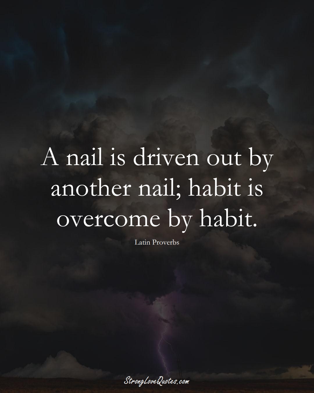 A nail is driven out by another nail; habit is overcome by habit. (Latin Sayings);  #aVarietyofCulturesSayings