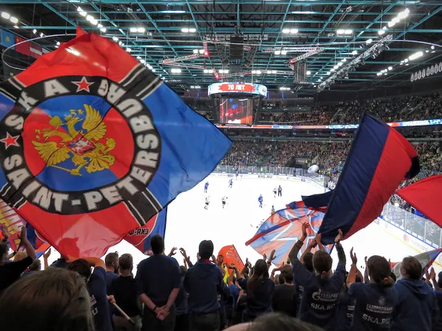 72 hours visa-free in Russia: Flags waving at the St. Petersburg SKA ice hockey game