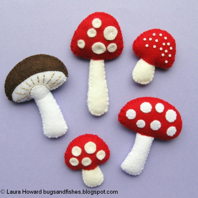 Bugs and Fishes by Lupin How To Sew Felt Mushrooms & Toadstools!