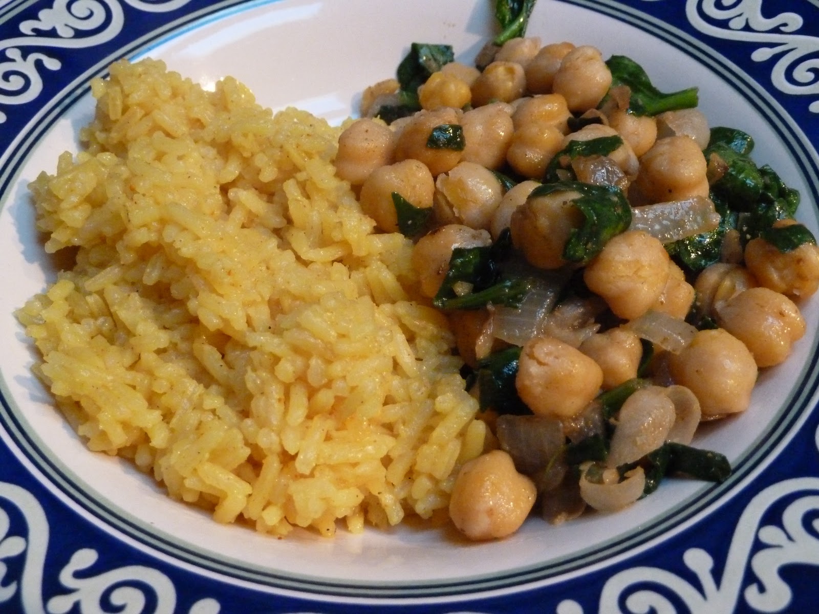 The Yogic Kitchen Curry Rice with Garbanzo Beans and Spinach