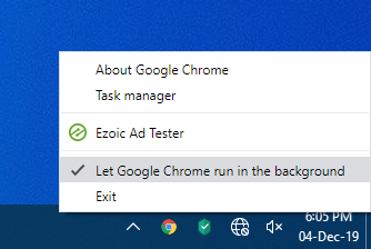 Wyłącz Chrome z działania w tle