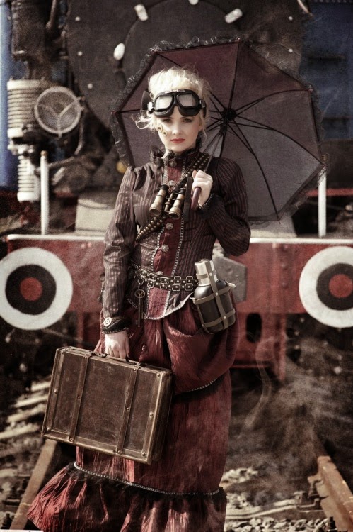 dieselpunk steampunk costume with parasol umbrella