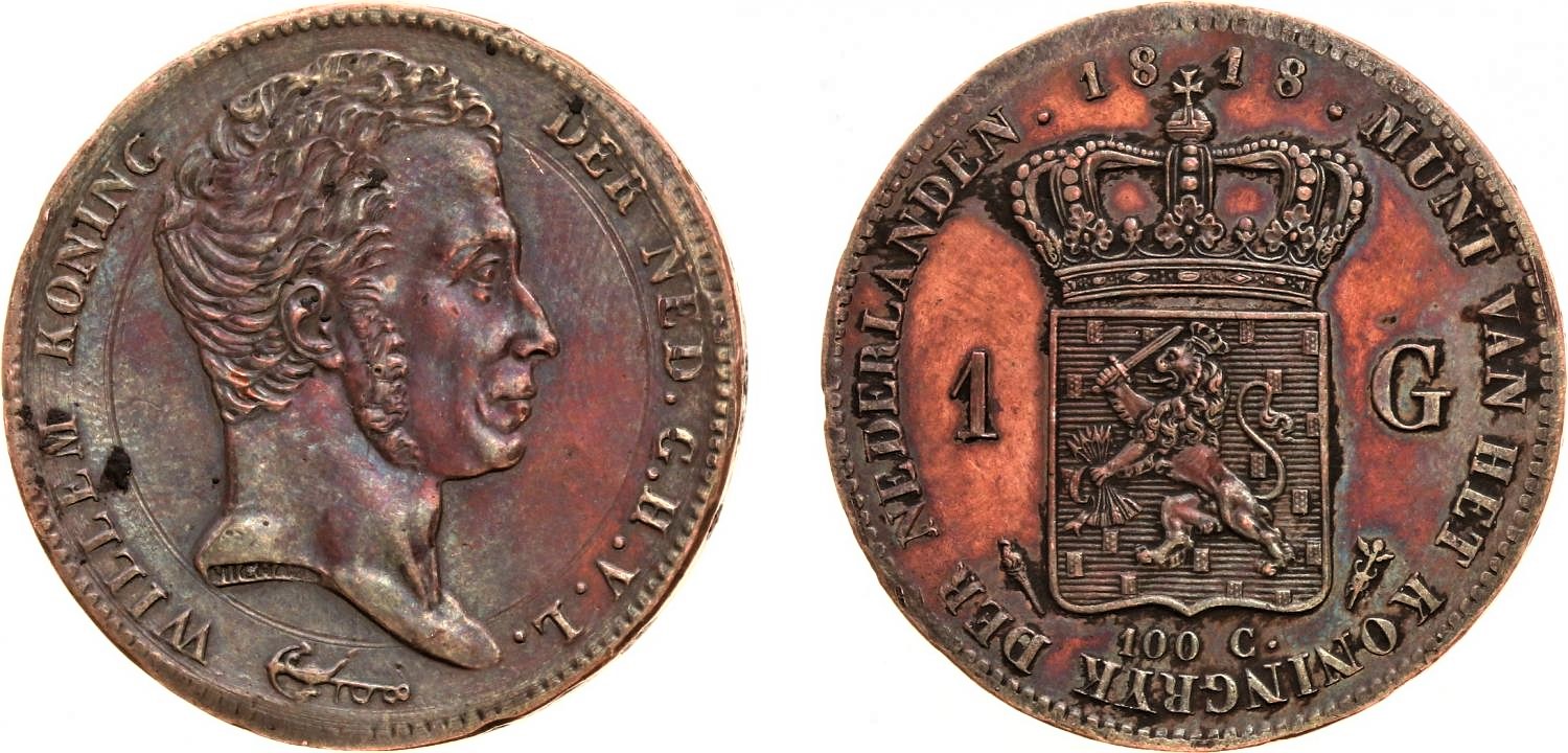 Erik J. van Loon munteninfo Nederland, 1 guldens 1818 koper en messing Bij de 58. Heritage Erik J. van Loon munteninfo Nederland, 1 guldens 1818 koper en messing Bij de 58. Heritage