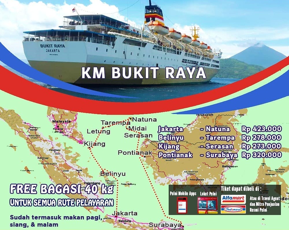 Kapal Pelni BUKIT RAYA: Jadwal+Harga Tiket April 2021
