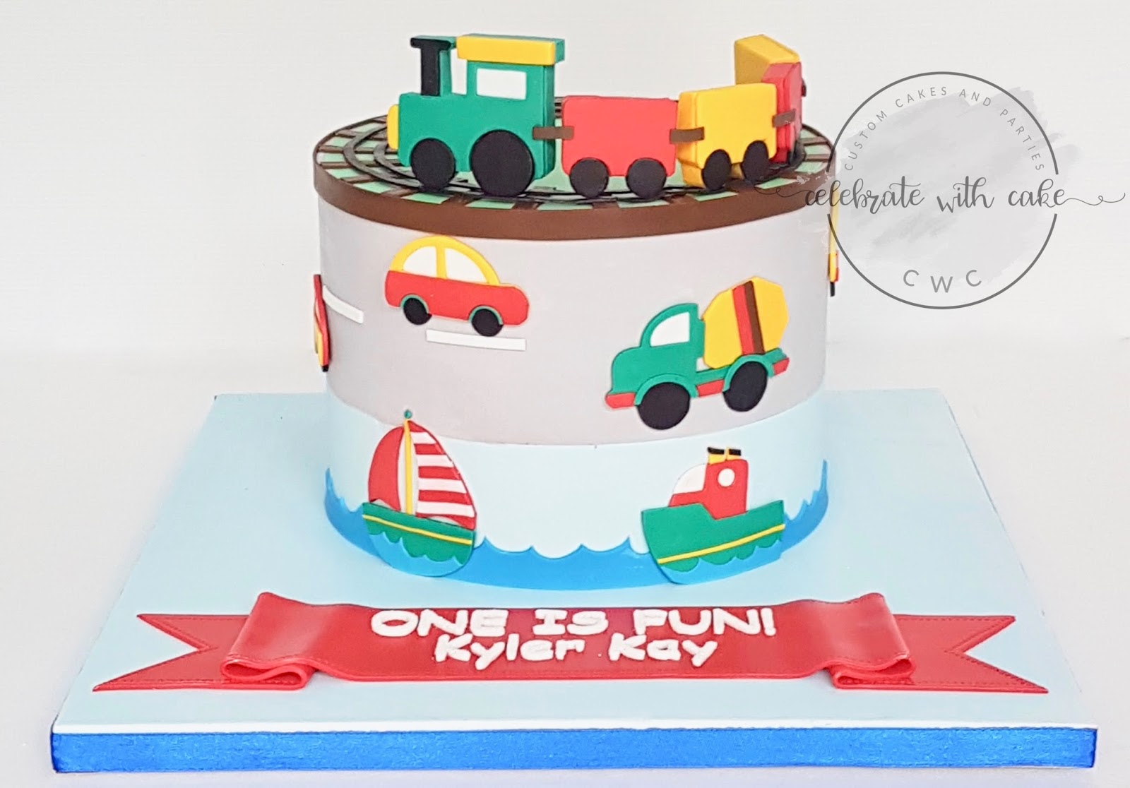 Simple Transport themed cake