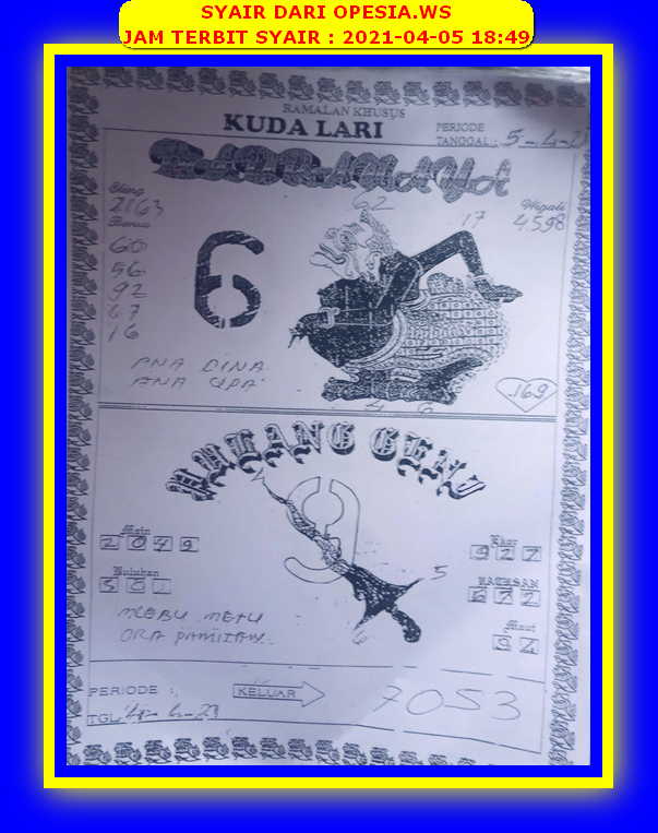 Syair Hk Hari Ini Senin 5 April 2021 Opesia Official