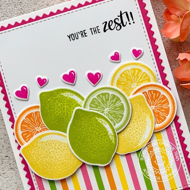 Sunny Studio Stamps: Slice Of Summer Fruit Cocktail Frilly Frames You're The Zest Punny Cards by Juliana Michaels and Angelica Conrad