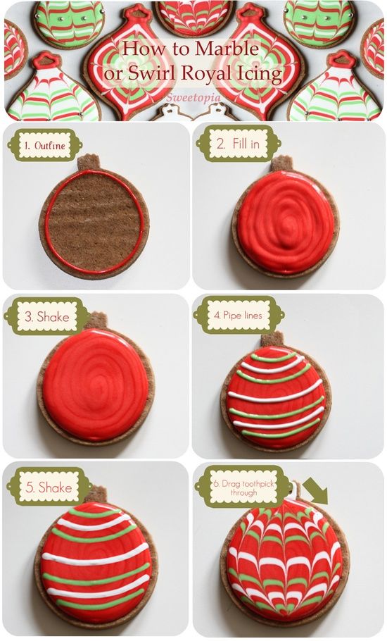 How to marble or swirl royal icing [Video & step by step tutorial