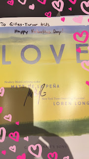 Title page of Love picture book, autographed by Matt de la Pena