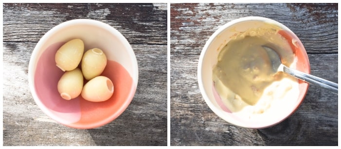 Making raspberry & white chocolate cupcakes - step 7 Making raspberry & white chocolate cupcakes - step 7 - white chocolate eggs melted in a small bowl