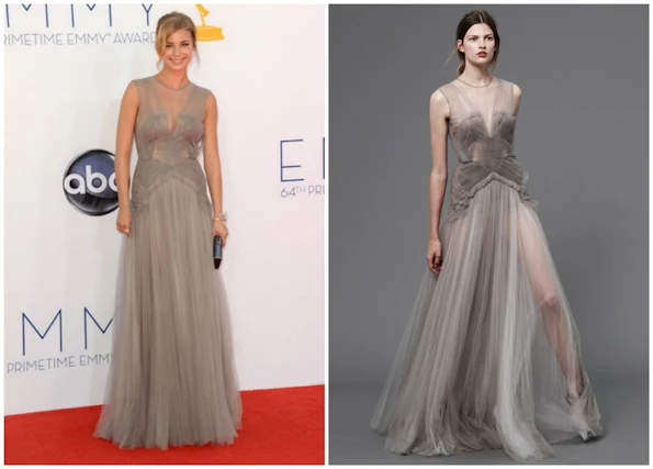 Emily VanCamp wore J. Mendel gown from Resort 2013 at the 2012 Emmy Awards. Emily Vancamp also donned