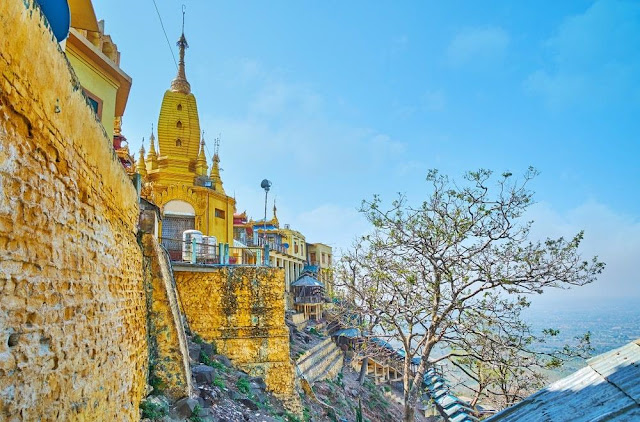 beauty of the unique Taung Kalat pagoda on the cliff