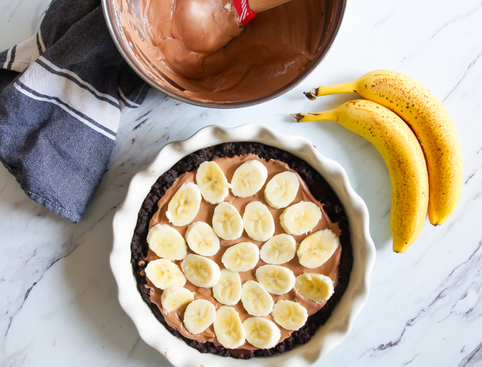Chocolate Banana Cream Pie recipe Bake at 350°