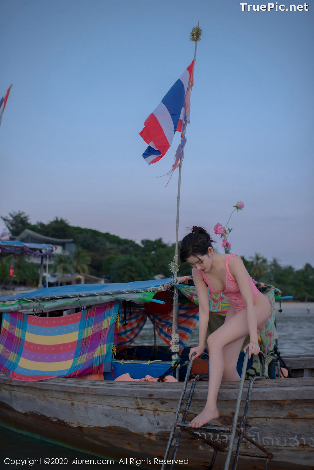 Image XIUREN No.2340 - Chinese Model Shen Mengyao (沈梦瑶) - Sexy Pink Monokini on the Beach - TruePic.net - Picture-24