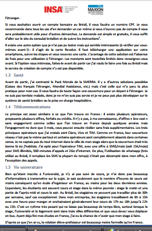 rapport de stage à l'étranger