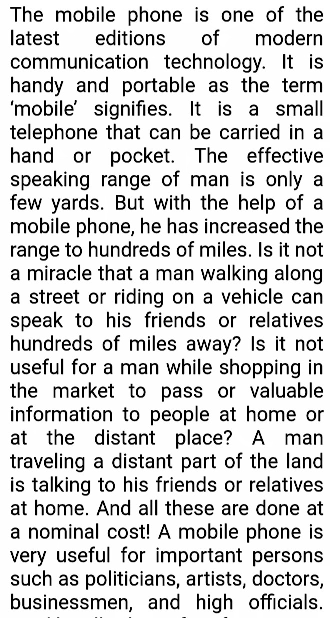Mobile Phone Paragraph for class 1,2, 3,4,5,6,7,8,9 10,11,12