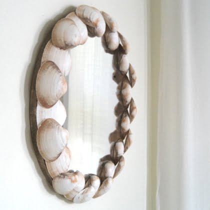 shell mirror on wall