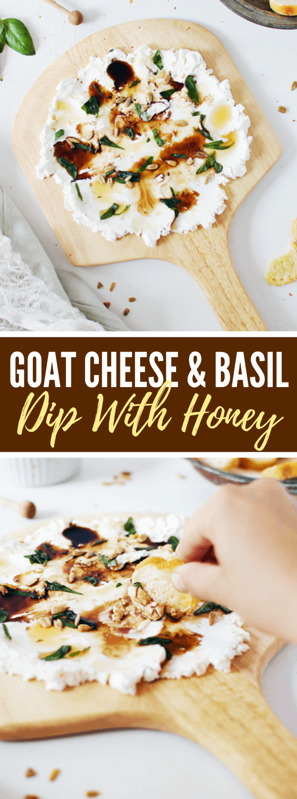 Goat Cheese And Basil Dip With Honey #appetizer #snacks
