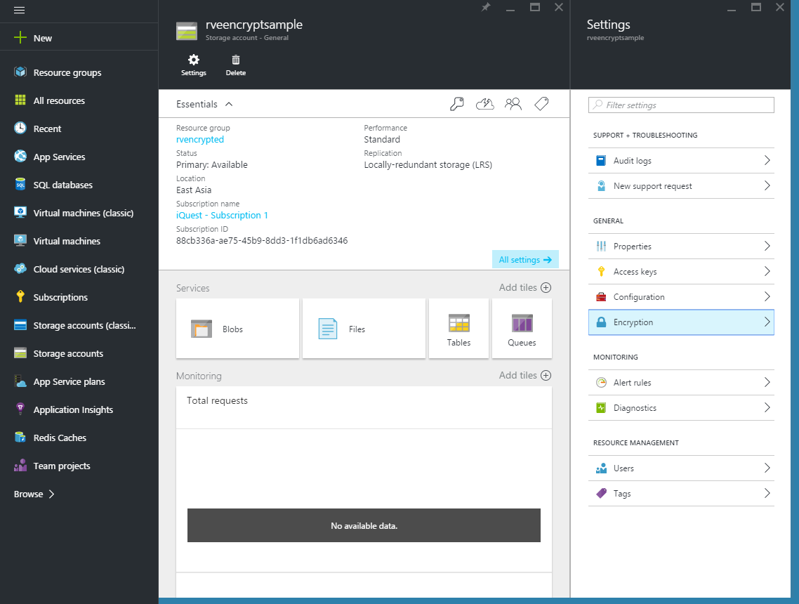 Encrypt binary content stored on Azure Storage supported out of the box