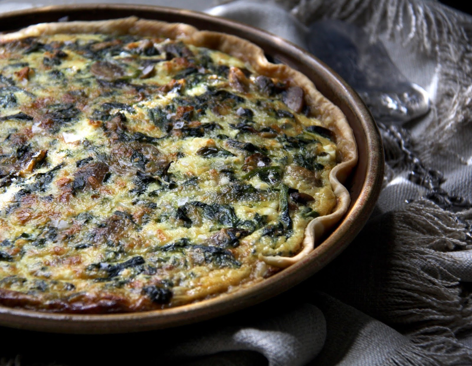 salted sugared spiced™ Spinach, Mushroom, Swiss Cheese & Feta Cheese Quiche
