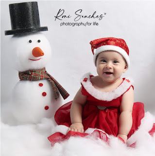 Book Bebê menina de vestido e boneco de neve, ensaio bebê