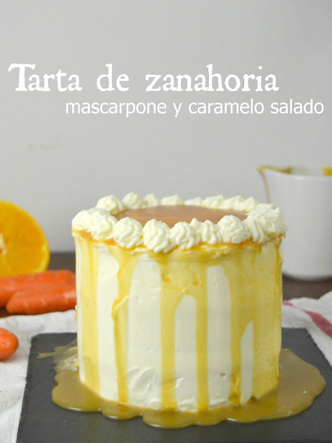 Tarta de zanahoria, mascarpone y caramelo salado