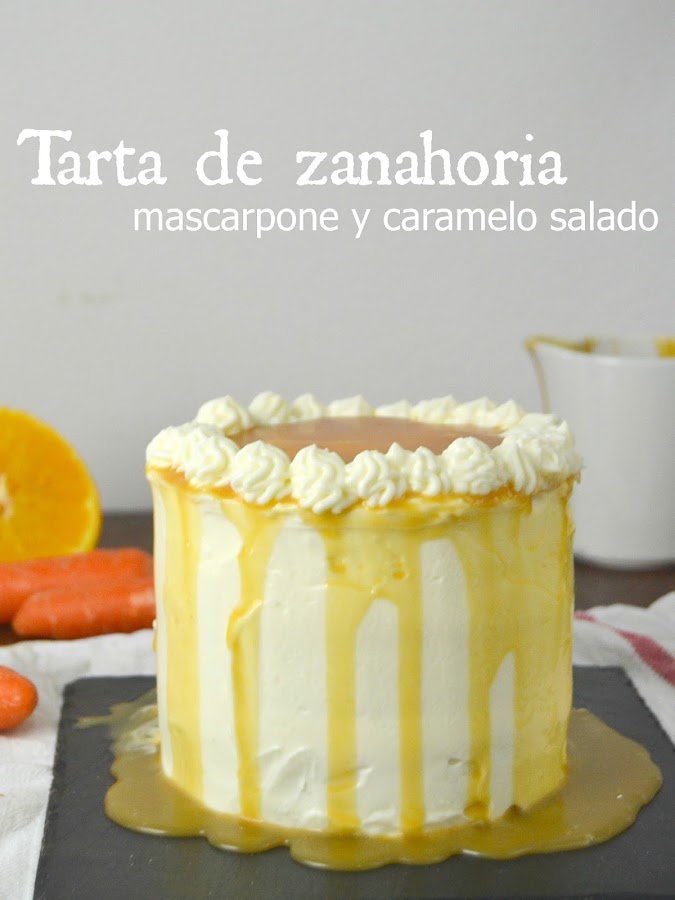 Tarta de zanahoria, mascarpone y caramelo salado