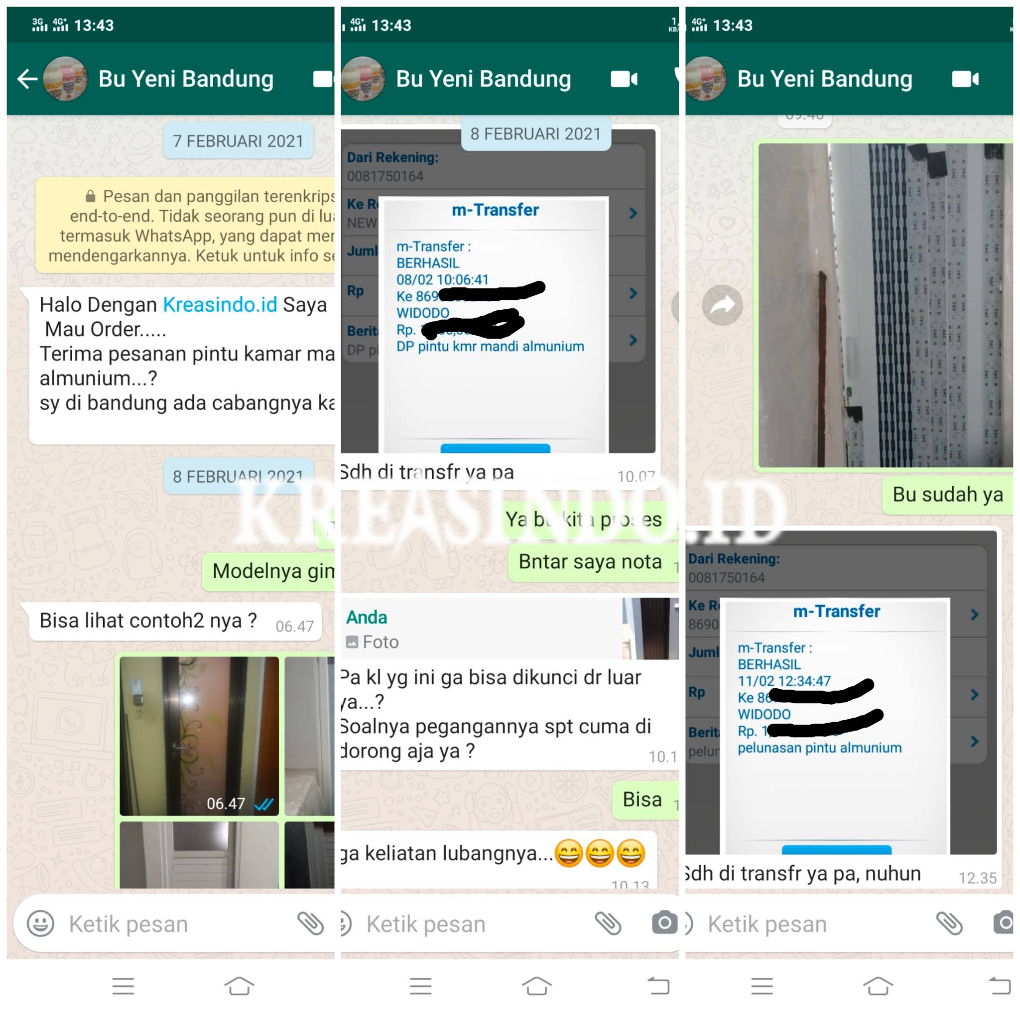 Pintu Kamar Mandi Aluminium pesanan Bu Yeni di Bandung Pintu Kamar Mandi Aluminium pesanan Bu Yeni di Bandung
