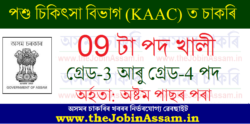 Veterinary Department KAAC Recruitment 2021: 09 Grade-III & Grade-IV Vacancy