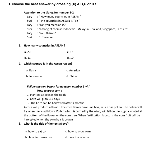 Soal PTS Bahasa Inggris Kelas 6 Semester 1 Kurikulum 2013 Tahun 2020