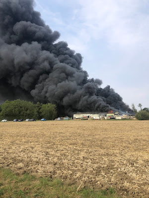 Parham Airfield Explosion:  'Huge Fire' near an Airfield in Suffolk; 50 Firefighters on the Scene