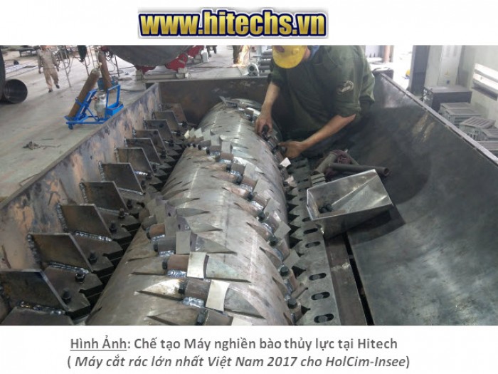 Máy nghiền rác sinh hoạt dạng bào 1 trục thủy lực