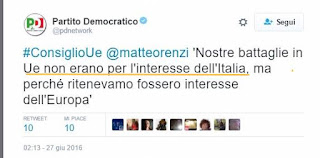 Il Partito Democratico ammette: facciamo gli interessei dell’Europa, non dell’Italia