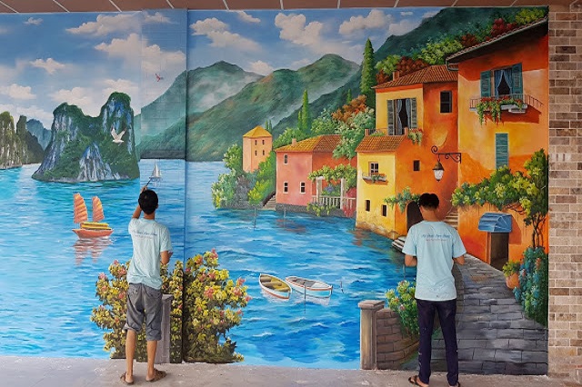 Vẽ tranh tường phong cảnh biển nước ngoài tại Vũng Tàu