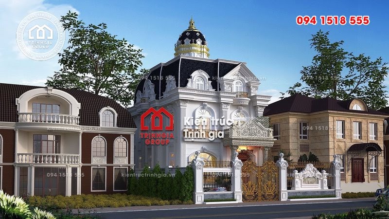 Mẫu thiết kế biệt thự Pháp với màu trắng sang trọng quý phái - Mã số BT2629 - Ảnh 2