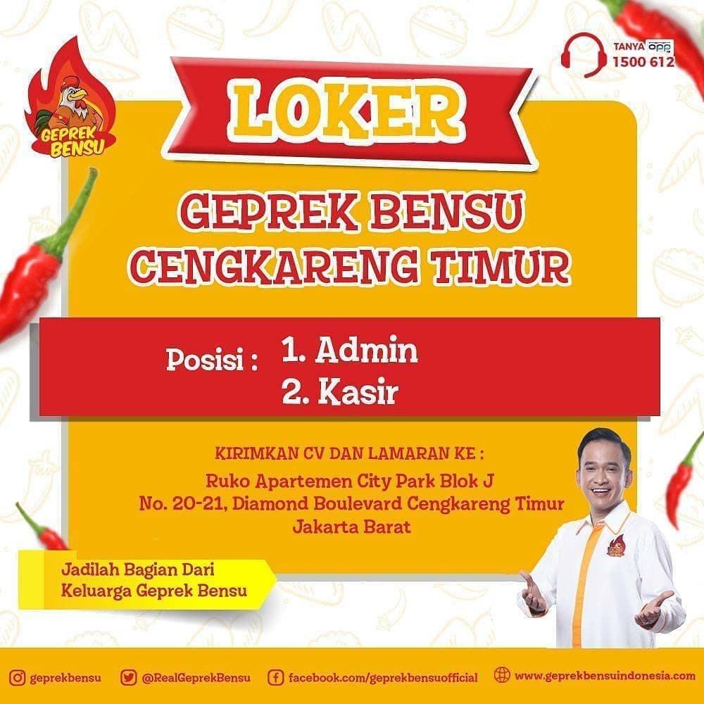 Lowongan kerja di PT Onsu Pangan Perkasa (Geprek Bensu