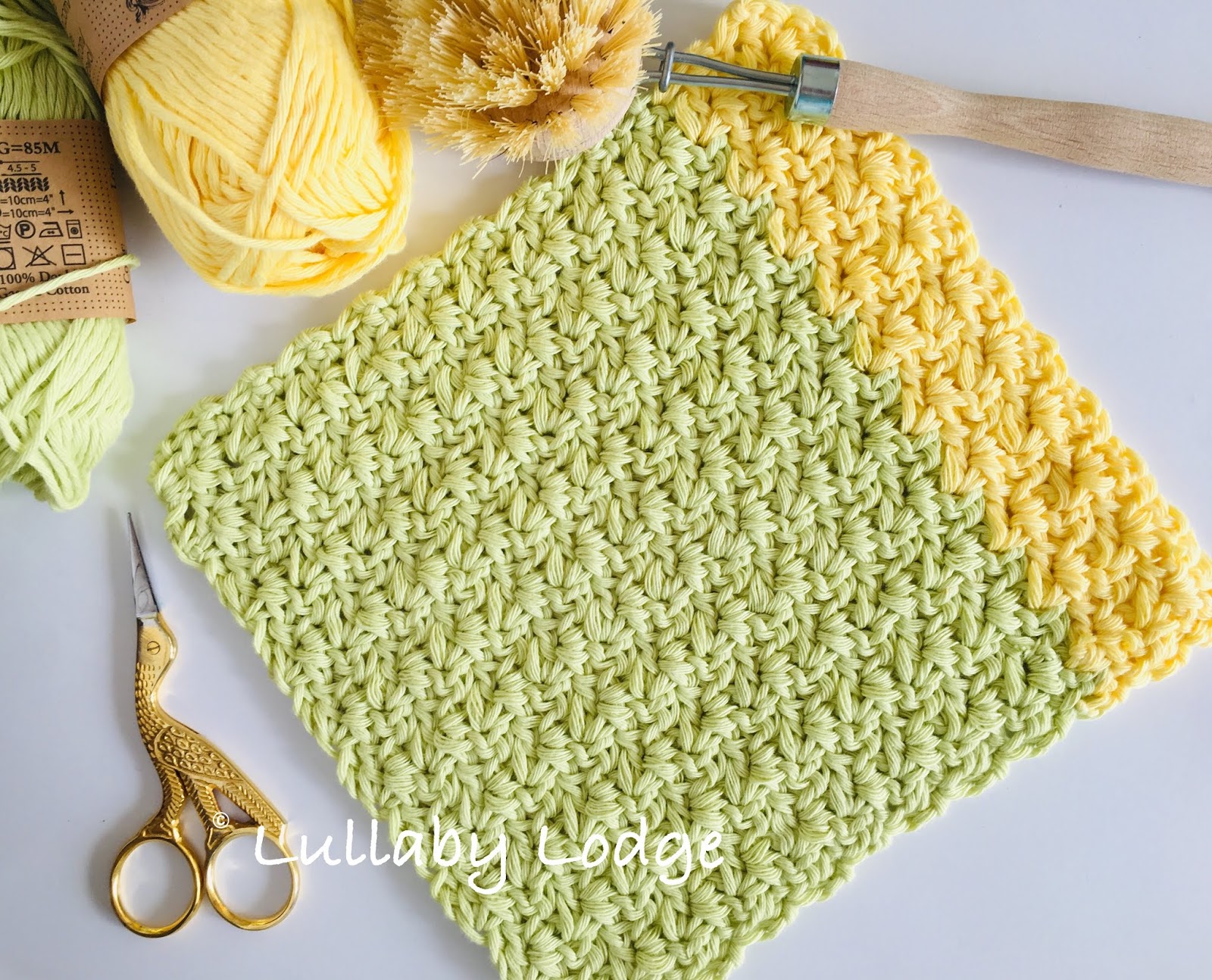 Lullaby Lodge Wattle Stitch Washcloth CAL Central washcloth crochet