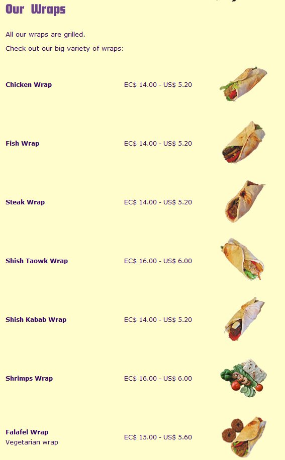 hello grenada, see you later america Grill Master Menu