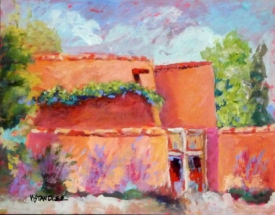 Nancy Standlee Fine Art Santa Fe Adobe Plein Air Painting by Texas