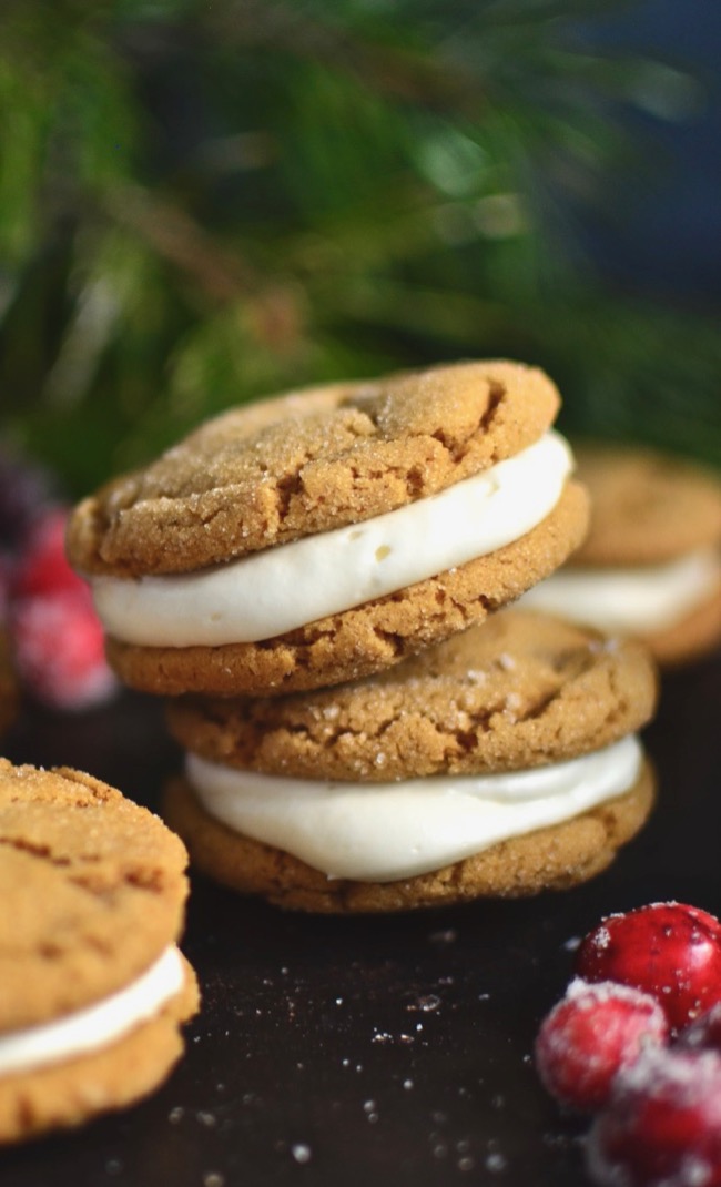 Gingerbread Sandwich Cookies with Cream Cheese Filling