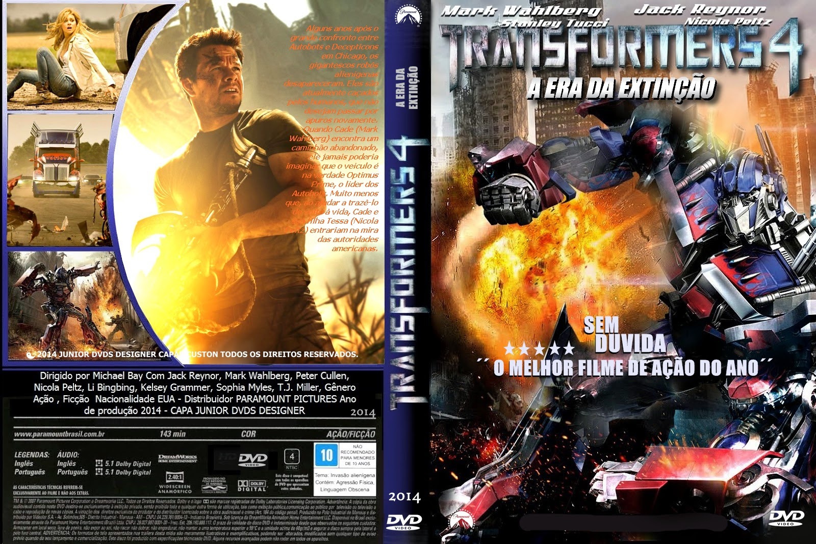 JUNIOR DVDS DESIGNER CAPA DO FILME TRANSFORMERS 4 JUNIOR DVDS DESIGNER