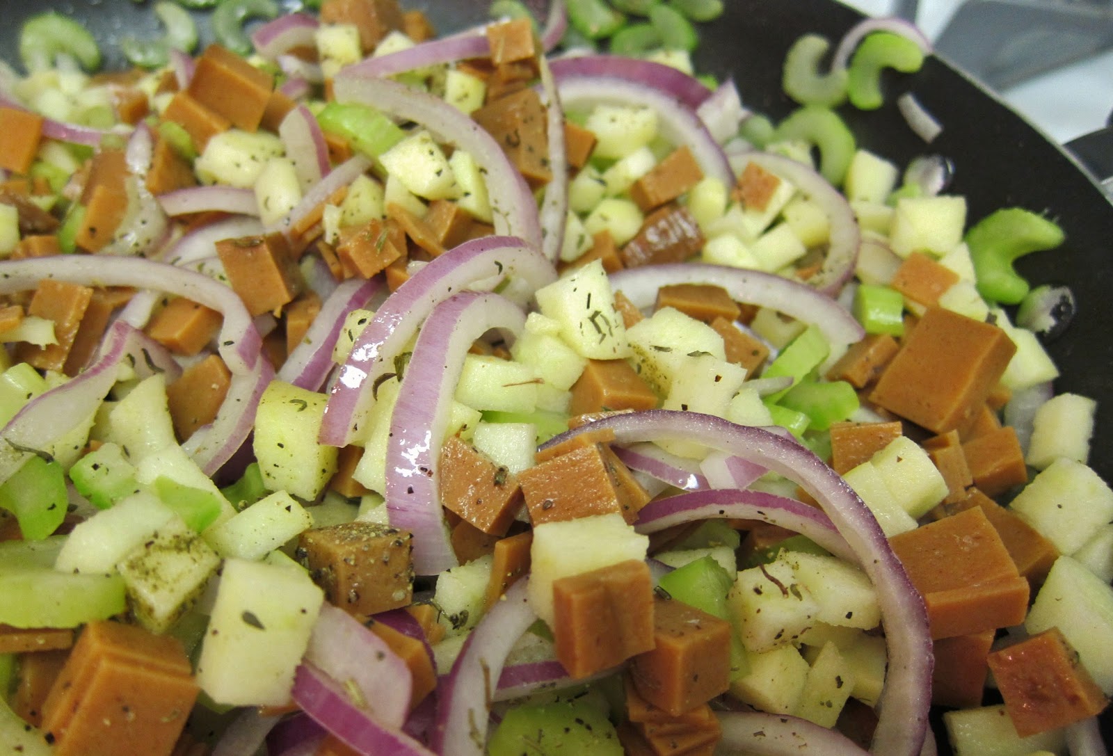 The Vegan Chronicle Sourdough Stuffing with Apples and Ham